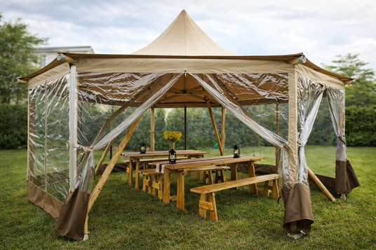 Tipi natural tent met zijwanden