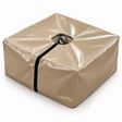 Housse PVC beige sur bloc de lest en béton, avec ouverture pour l'anneau de levage