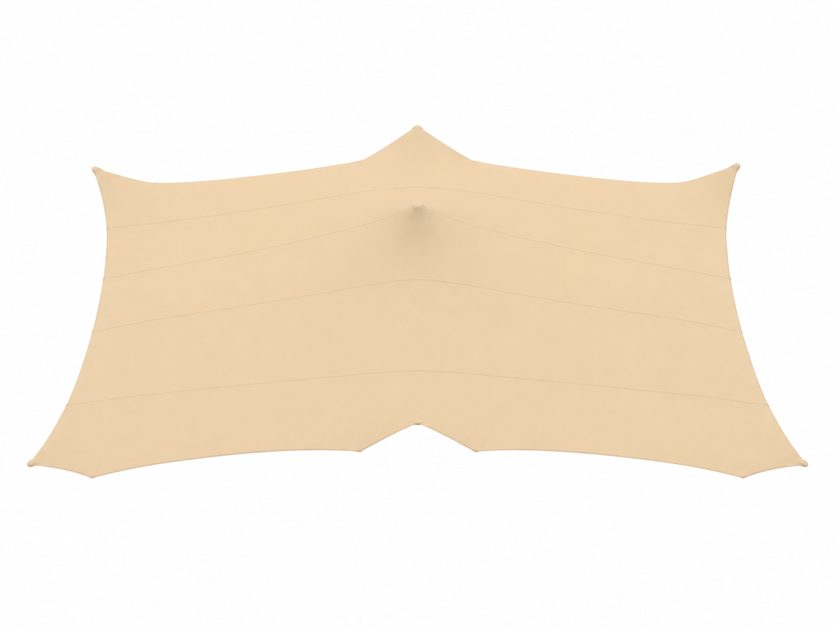 Gebruikt stretchtent doek beige