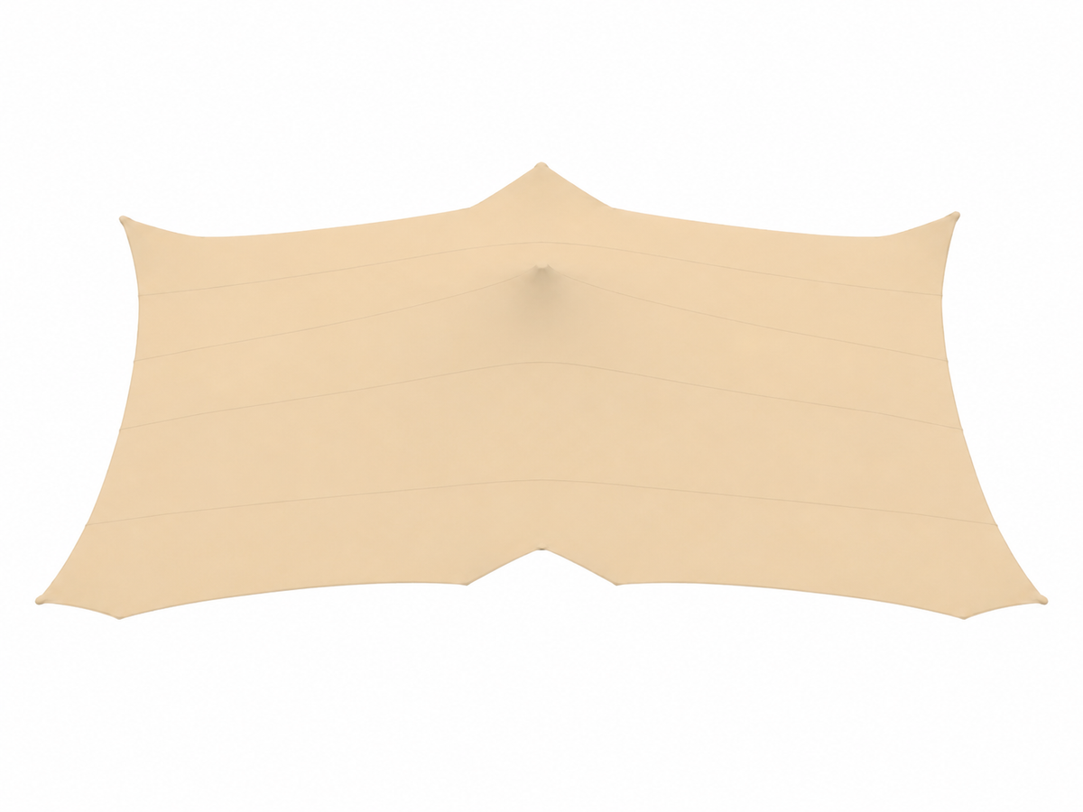 Gebruikt stretchtent doek beige