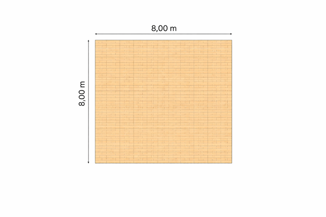 Vlondervloer 8.00 x 8.00 m
