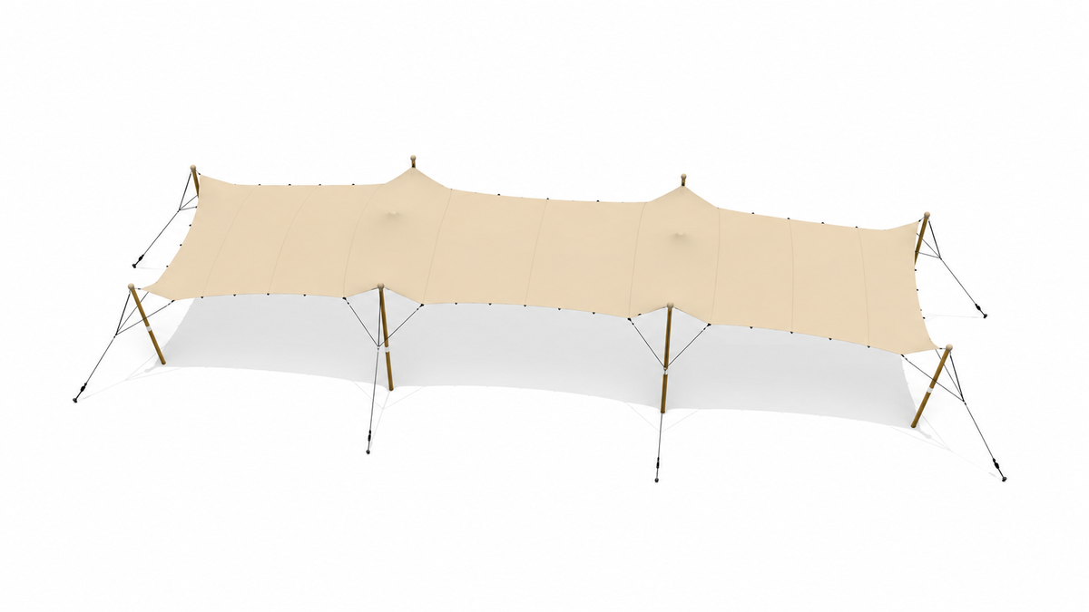 Tente stretch complète d'occasion (kit) 5,00 x 15,00 mètres